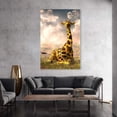 thumbnail image 5 of Canvas Wall Art Cozy Giraffe Canvas Print Artwork Cute Animal Wall Art Paintings Framed Ready to Hang for Living Room Dinning Room Bedroom Bathroom Home Decor 12x18inch, 5 of 6