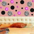 thumbnail image 2 of VWAQ Zebra Stripe Wall Decals Polka Dots Zebra Print Circles Pink Girls Room Decor Peel and Stick Stickers GD1, 2 of 3