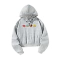 thumbnail image 4 of Sudadera con capucha corta para mujer, cómoda, moderna, gris, con cordón, recortada XL, 4 of 8