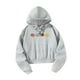 thumbnail image 4 of Sudadera con capucha recortada para mujer, cómoda, de moda, gris, con cordón, suéter recortado,, 4 of 8