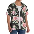 thumbnail image 4 of Xecao offers the Rose Flowers for Men's Casual Short-sleeved Shirt, a button-up collared shirt with a pocket, perfect for beach vacations and yacht travel in the 3X-Large size., 4 of 7