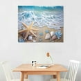 thumbnail image 2 of COMIO Beach Seashell Bathroom Wall Art Coastal Floral Pictures Wall Decor Flower Starfish Canvas Painting Modern Home Decorations Artwork for Bedroom Living Room Office, 2 of 4
