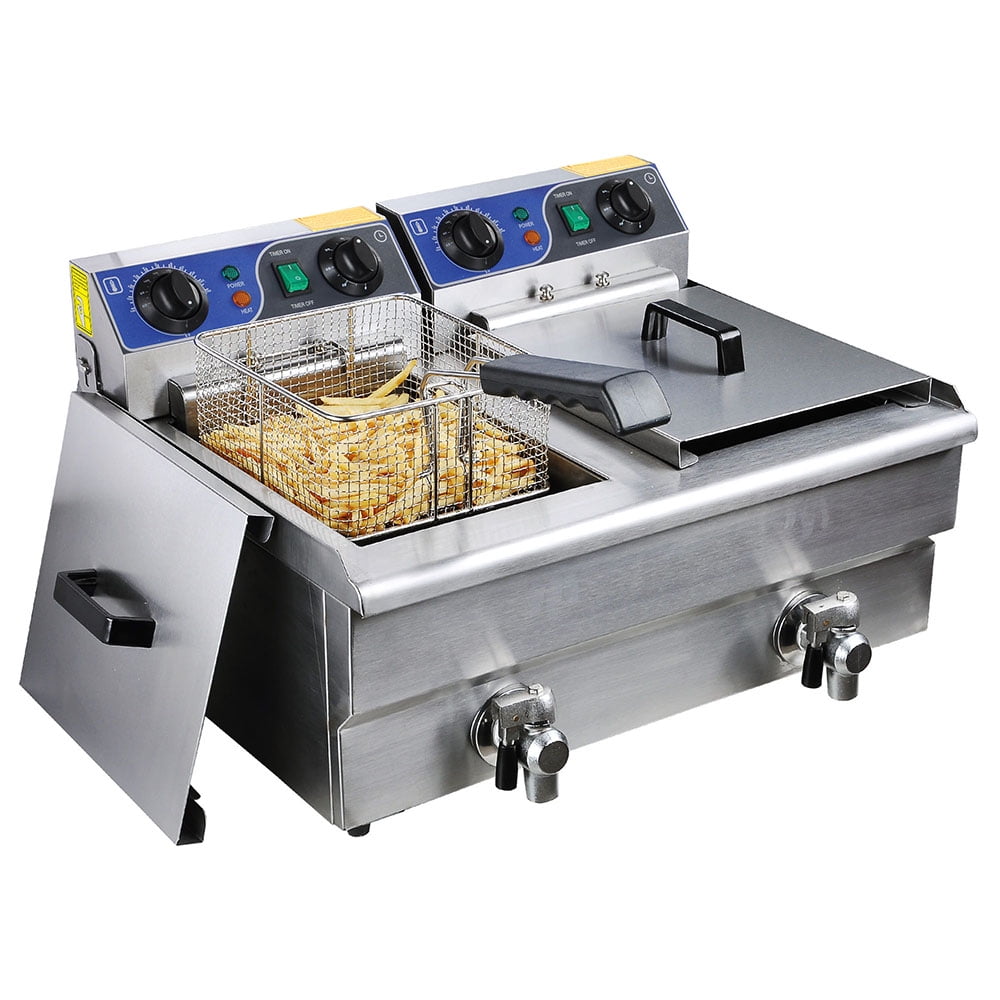 20l Dual Tank Deep Fryer Stainless Steel Commercial W Timer And 20l Dual Tank Deep Fryer Stainless Steel Commercial W Timer And Drain French Fry