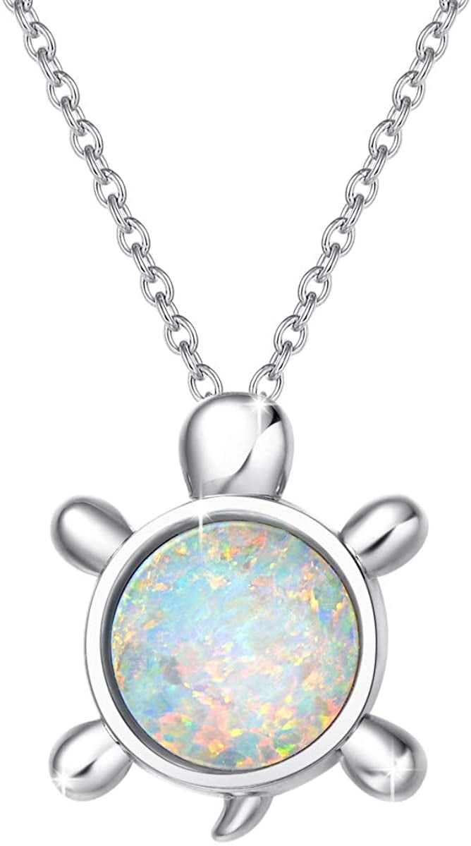 Spiral Glitzs Jewels 925 Sterling Silver Created Opal Pendant for Necklace in Gift Box White
