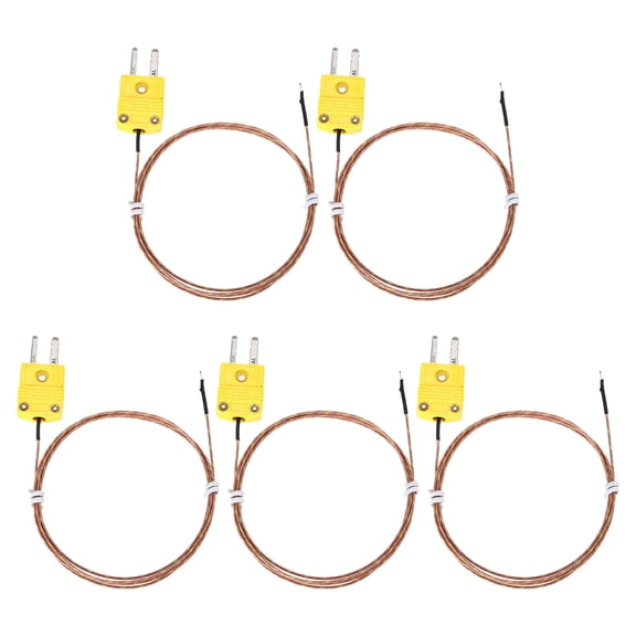 Uxcell 5pcs K Type Thermocouple Mini Connector Temperature Probe Sensor, 10ft Measure Range  -50C-482C(-58F-899.6F) for Thermometer, 0.255mm OD