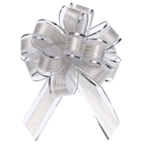 20pcs 6 Inch Large Pull Bow Gift Wrapping Bows Ribbon Organza Silver for Wedding Baskets Presents Christmas
