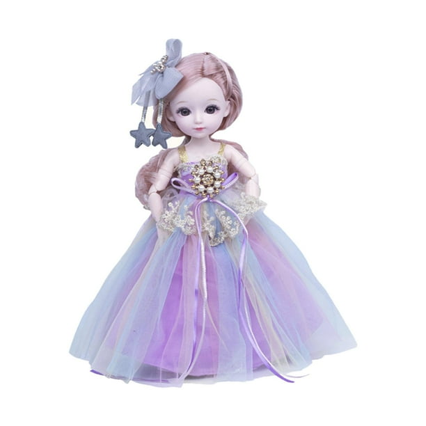 Muñeca Pulgadas Y 1/6 Sunnimix Princesa Juguetes DIY Muñecas de Moda Articulada Vestido morado