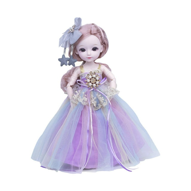 Muñeca BJD perfecl 1/6 12 pulgadas 23 articulaciones con ropa zapatos peluca maquillaje Vestido morado