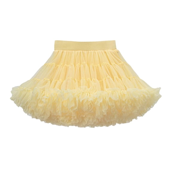 Jalioing Dance Skirt for Girl Ruffle Layered Princess Skirts Puffy Tulle Performance Skirt Girls Petticoat Skirt 0-10 Years