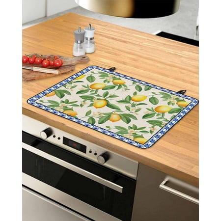 

Summer Lemon Stove Top Covers for Electric Stove Heat Insulation Fireproof Glass Cooktop Cover Counter Top Glass Stove Cover for Prevent Scratches 24 x21 Green Botanical Watercolor Fruits Blue