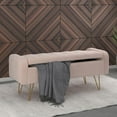 thumbnail image 4 of Ottomane de rangement moderne en velours/metal, rose blush/or, 4 of 7