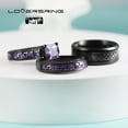 thumbnail image 6 of Two Rings Couple Ring Bridal Set His Hers Black Gold Plated Amethyst Titanium Steel 10k Wedding Ring Band Set, 6 of 10