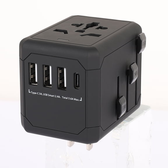 Universal Travel Adapter International Travel Adapter All in one World Power Adaptor Charger with 6.0A Smart Power & 3.6A USB Type-C for USA, EU, UK, AUS 150  Countries