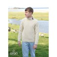 thumbnail image 3 of Aran Button Collar Irish Sweater 100% Merino Wool Men`s Cable Knitted Traditional Pullover Made in Ireland, 3 of 5