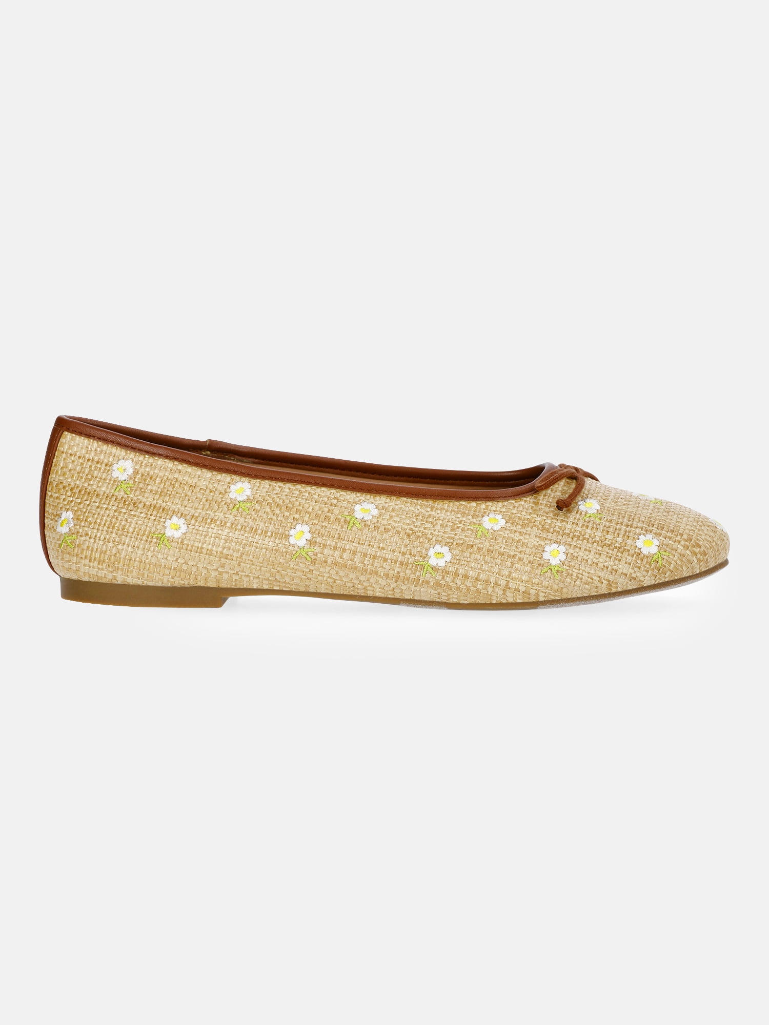 Free Assembly Women's Raffia Daisy Ballet Flats with Bow