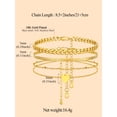thumbnail image 5 of FindChic 3pcs Layered Anklets for Women Gold Plated Herringbone Chain Cuban Link Beaded Heart Ankle Bracelet Set Adjustable Foot Chain Stainless Steel Waterproof Summer Beach Jewelry Gifts for Mom, 5 of 7