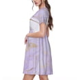 thumbnail image 2 of Fotbe Lavender Glitter Foil Stripes Vestido Largo de Moda para Mujer, Vestido Tipo Camiseta con Manga Corta y Estilo Casual a Rayas y Bloques de Color, 2 of 6