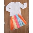 thumbnail image 3 of New Baby Girls Kids Long/Short Sleeve Birthday T-shirt+tutu Skirt Dress Outfit Birthday Clothes, 3 of 5