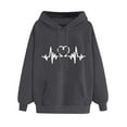 thumbnail image 4 of Pimelu Valentines Day Sweater Women Valentines Hooded Sweater for Women Fashion ECG Graphics Print Oversized Sweatshirts Ladies Long Sleeve Pullover Hoodies Tops with Pocket, 4 of 6