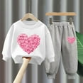 thumbnail image 2 of ZACPNCV Toddler Boys Girls Sweatsuit Heart Print Solid Color Long Sleeve Sweatshirt and Sweatpants Spring Outfit Valentine's Day Gift White 12-18 Months, 2 of 4