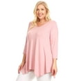 thumbnail image 3 of Women's Plus Size Solid Color Short Sleeve Tunic Top Relaxed Fit, 3 of 4
