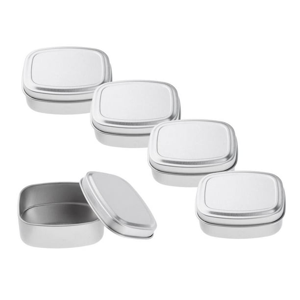 5pcs 60g Pequeño Rectangular Vacía Caja de de Aluminio Mini Contenedores de Almacenamiento Portátiles para s de primeros de auxilios, Hierbas, P jinwen Latas de aluminio vacías con tapas