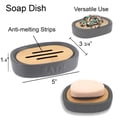 thumbnail image 4 of Bath D Soap Dish Cup Dispenser Grey and Bamboo Tray, 4 of 6