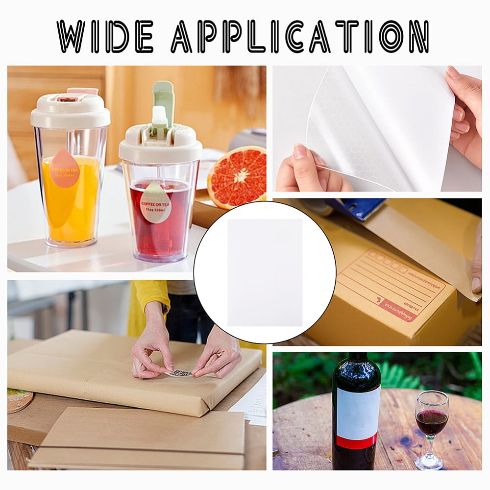 100 Pcs White Waterproof Sticker Printable Sticker Paper Copy Paper A4 Printer Paper Self Adhesive for Inkjet Printer Standard