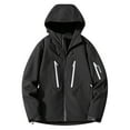 thumbnail image 4 of qelini Jackets for Men Waterproof Long Sleeve Windproof Coats Hooded Zip up Jackets Winter Outerwear with Pockets for Hiking, 4 of 6