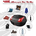 thumbnail image 2 of AHR 48L Motorcycle Tour Tail Box Scooter Trunk Storage Lock Carrier Case for Helmet, 2 of 9