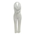 thumbnail image 3 of Jumpsuit Summer New European And American Jumpsuit Lady'S Sleeveless Halter Neck Sequin Pants Women,White Women'S Polyester Jumpsuit XL, 3 of 4