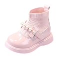 thumbnail image 3 of YOUYEDIAN Girls Pearl Mid Calf Boots Fashion Versatile Fall Booties, 3 of 5