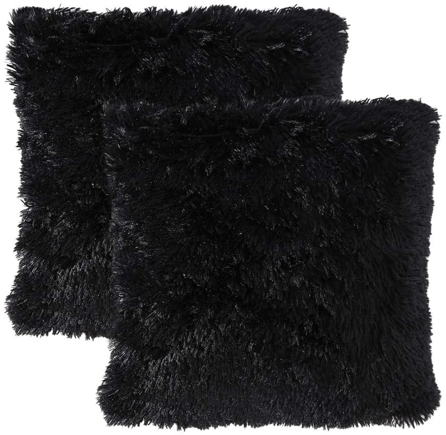 MIULEE Pack of 2 Luxury Faux Fur Throw Pillow Cover Deluxe Decorative Plush Pill 