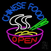Chinese Food Open Bowl LED Neon Sign 16 x 16 - inches, Clear Edge Cut Acrylic Backing, with Dimmer - Bright and Premium built indoor LED Neon Sign for restaurant window and interior decor.