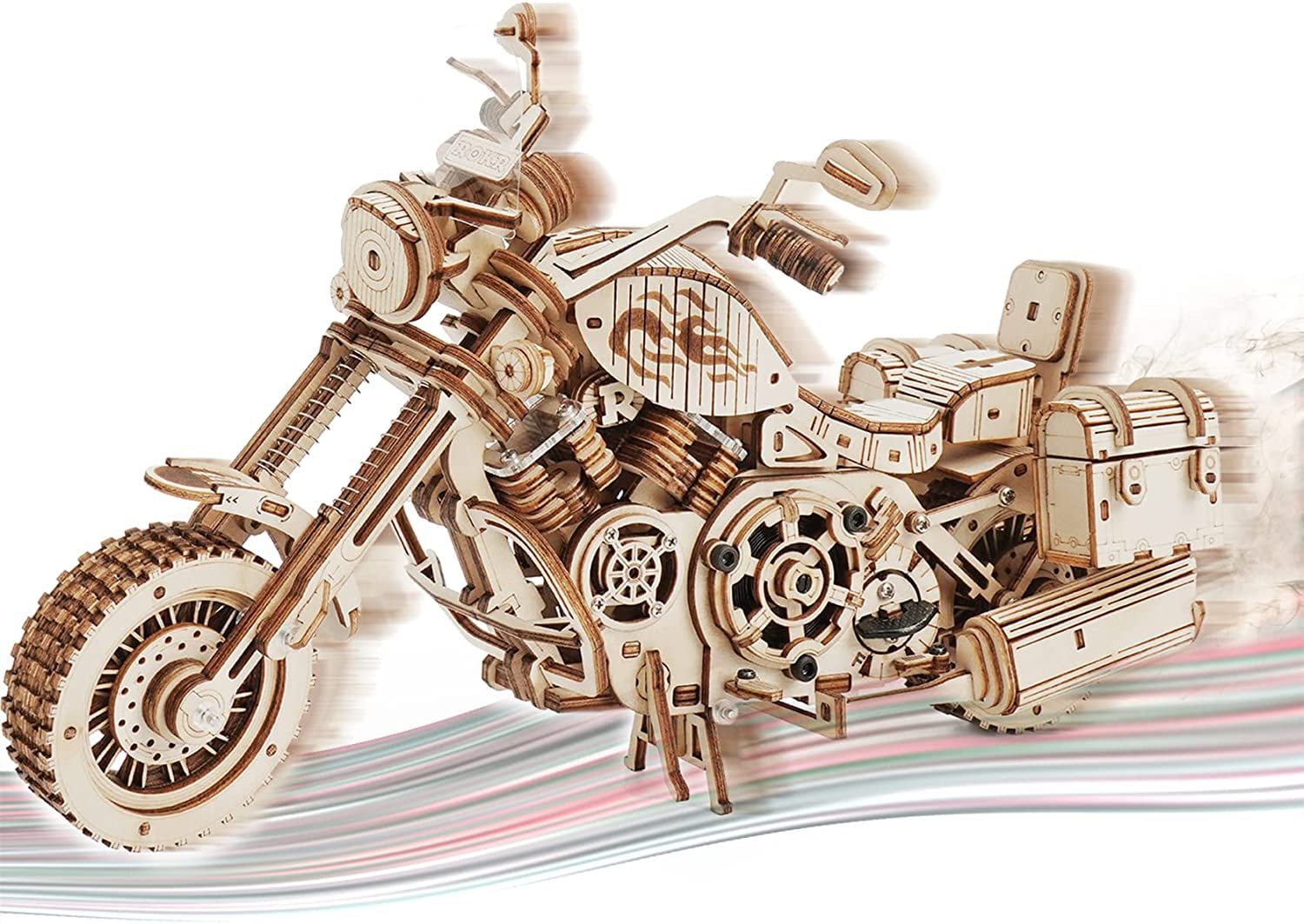 Robotime 3D Wooden Puzzles DIY Cruiser Motorcycle Mechanical Grar For Teens Gift 