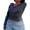 thumbnail image 4 of T-Shirt Slim Ajusté Décontracté à Manches Longues en Maille à Manches Courtes, 4 of 7