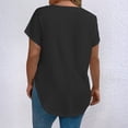 thumbnail image 5 of Women's Solid Color Plus Size V-Neck Short Sleeve T-Shirt Top, Basic Casual Blouse for Comfortable Everyday Wear and Relaxed Fit,Black,XL, 5 of 5