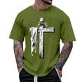 thumbnail image 2 of Men's Athletic Running T-Shirts Quick Dry Gym Workout Shirts Moisture Wicking Short Sleeve Lightweight Sports Graphic Printed Tee Tops Army Green, 2 of 5