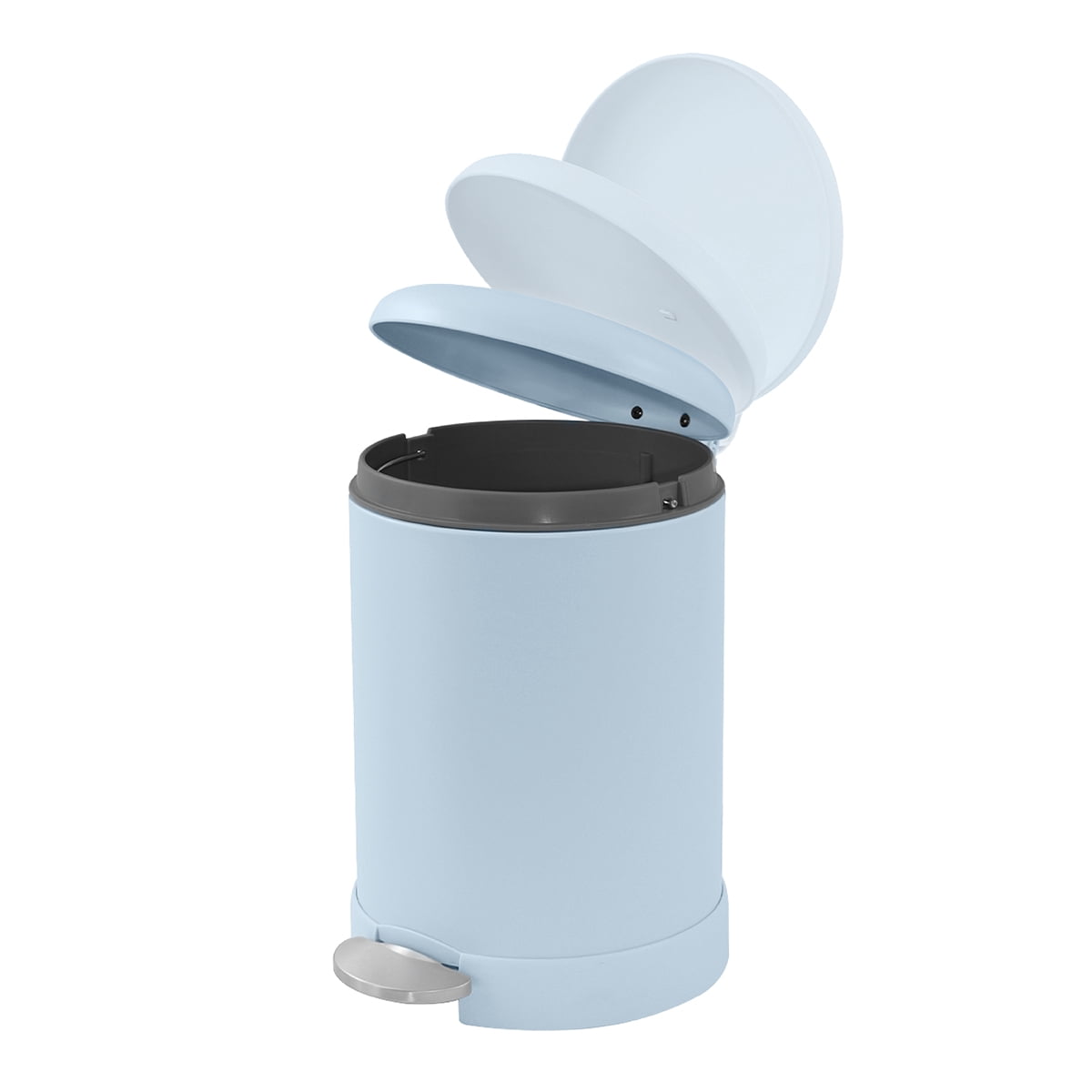 Glad Bathroom Trash Can, 1.2 Gallon Stainless Steel Small Step Garbage Bin with Lid, Blue