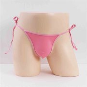 Ohufall Mens Underwear, New Sexy Elastic Ice Silk Mens Lace-up Underwear Sexy Seamless Breathable Thong T-pants Clearance
