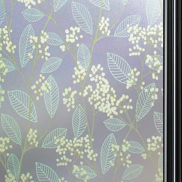 ZHAOCHENG Película para Ventanas Privacidad Película para Ventanas Esmerilada Patrón de Hojas (45x100cm), Etiqueta Decorativa para Ventanas, Película de Vidrio Estática No Adhesiva Resistente a los Ra