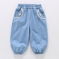 thumbnail image 2 of Shadoumai Girls Summer Denim Pants Soft Casual Long Trousers for Toddler Baby Children Lightweight Breathable Everyday Wear, 2 of 5