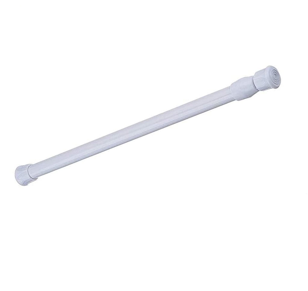 Spring Loaded Extendable Telescopic Curtain Rail Rod White Steel 