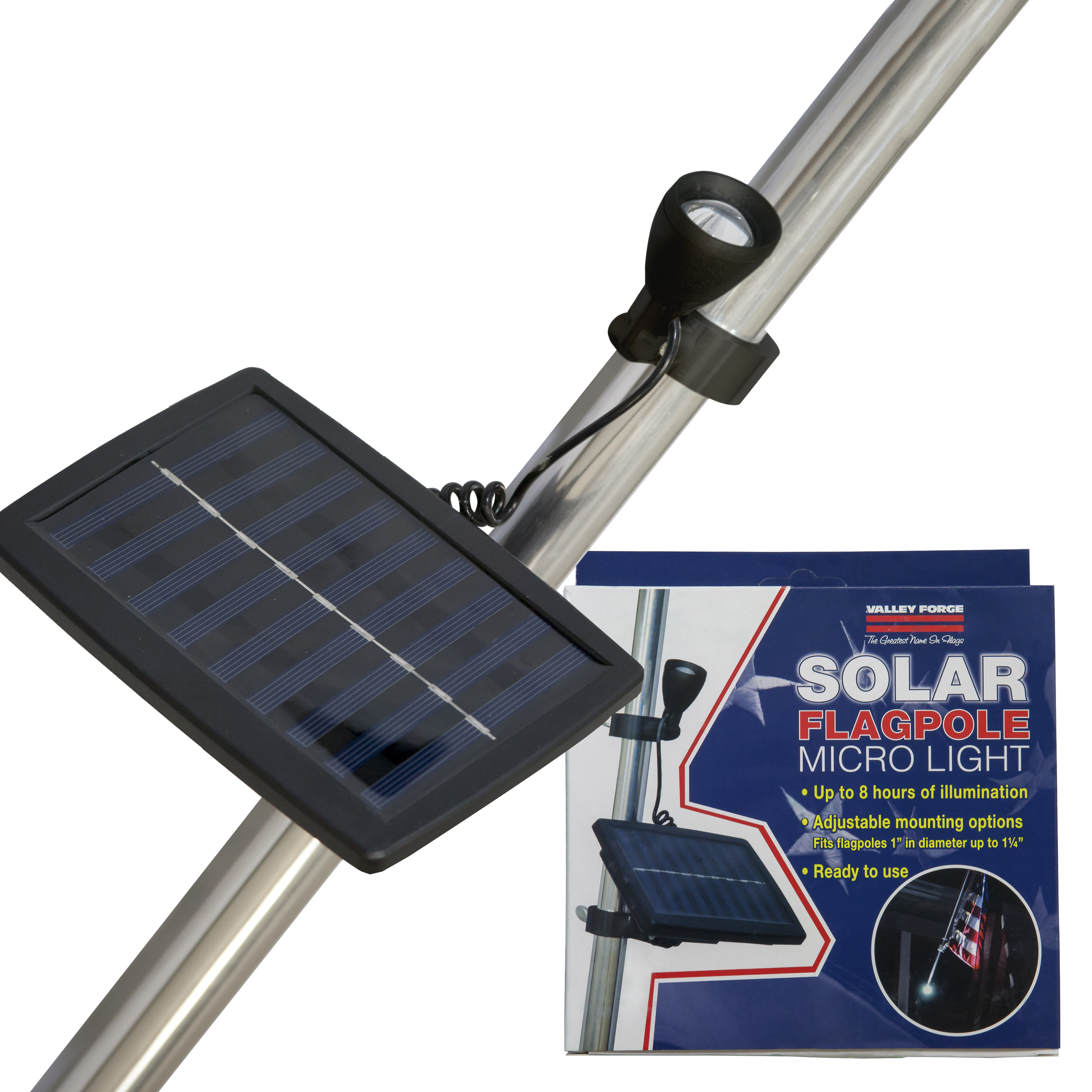 Plastic Solar Flagpole Light for Flags by Valley Forge, Compatible with 1" or 1.25" Flagpole - image 2 of 5