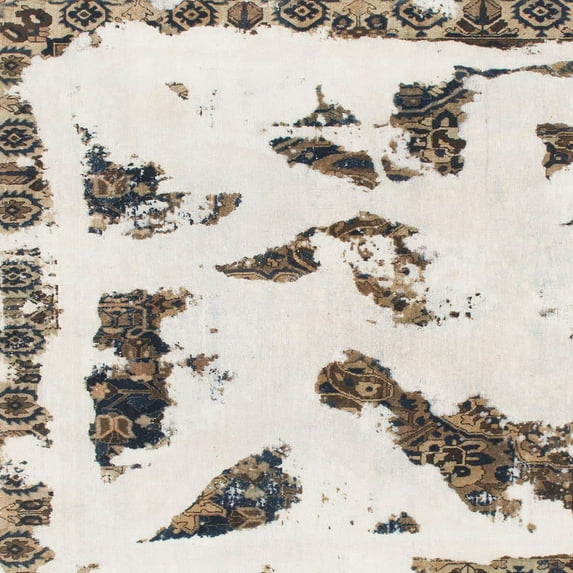Ahgly Company Machine Washable Indoor Square Abstract White Chocolate Beige Area Rugs, 8' Square