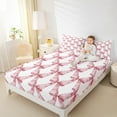 thumbnail image 4 of Feelyou Princess Bowknot Kids Queen Sheet Sets, Modern Fashion Ribbon Flat Sheet, Watercolor Bow-tie Queen Fitted Sheet, Super Cozy Room Decor, 4-Piece, 4 of 7
