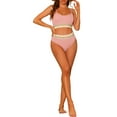 thumbnail image 2 of Conjuntos de bikini de canalé para mujer INSPIRE CHIC, traje de baño de dos piezas con tirantes ajustables, 2 of 5