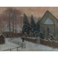 thumbnail image 3 of Otto Modersohn 24x19 Black Modern Framed Museum Art Print Titled - Winter Evening, Fischerhuder Church with Heimathaus (1940), 3 of 5