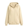 thumbnail image 4 of HJYCHN Hoodies for Women Solid Color Loose Fit Zip up Sweatshirts Hoodie Jacket with Pockets Long Sleeve Casual Sweatshirt for Women Khaki_002 S, 4 of 4