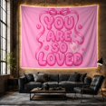 thumbnail image 6 of You Are So Loved Bubble Text with Bow and Hearts, Cheerful Retro Style, Valentine's Day Gift for Christian Decor Lovers, Faith Wall Art, Tapestry Wall Hanging for Bedroom and Dorm, 6 of 7